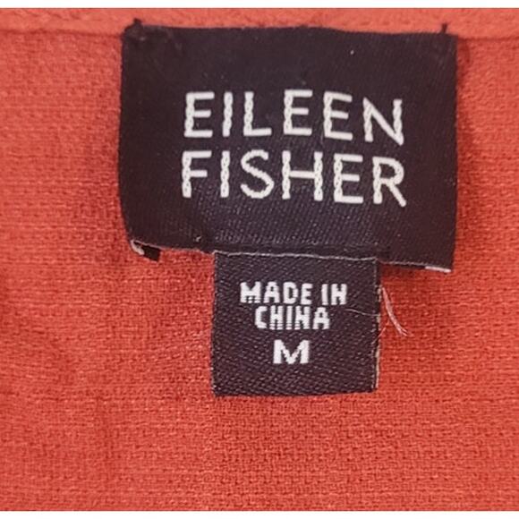 Eileen Fisher Luxury Burnt Orange Silk Asian Inspired Mandarin Collar Jacket M - Picture 4 of 7